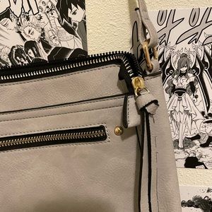 High Fashion Solid Grey Vintage Handbag Cross-Shoulder Bag Multiple Pockets